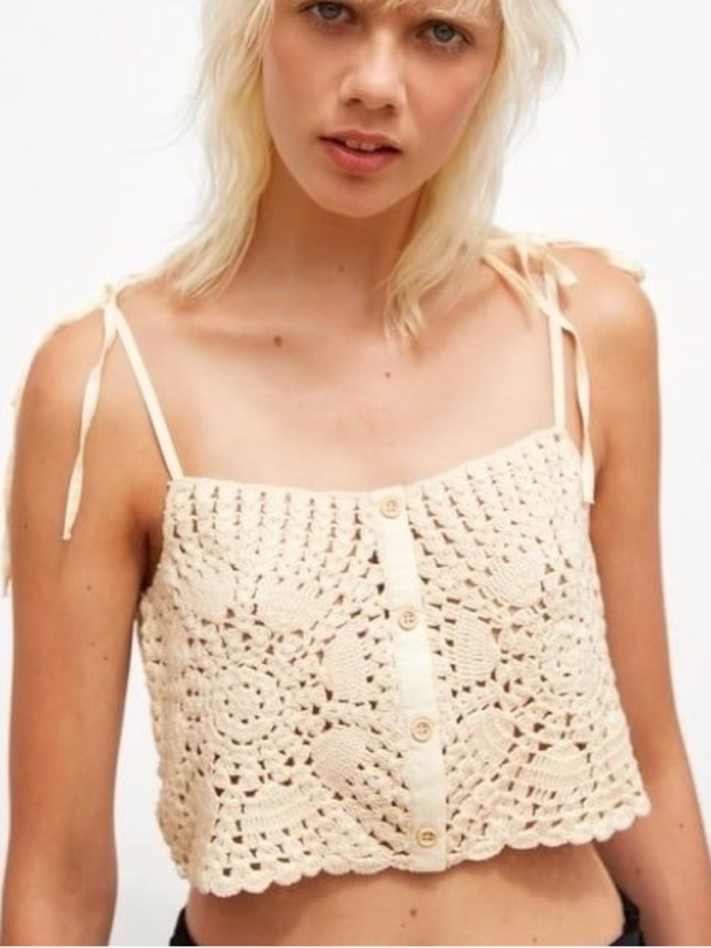 ZARA cream Crochet Tank Top - Picture 2 of 4